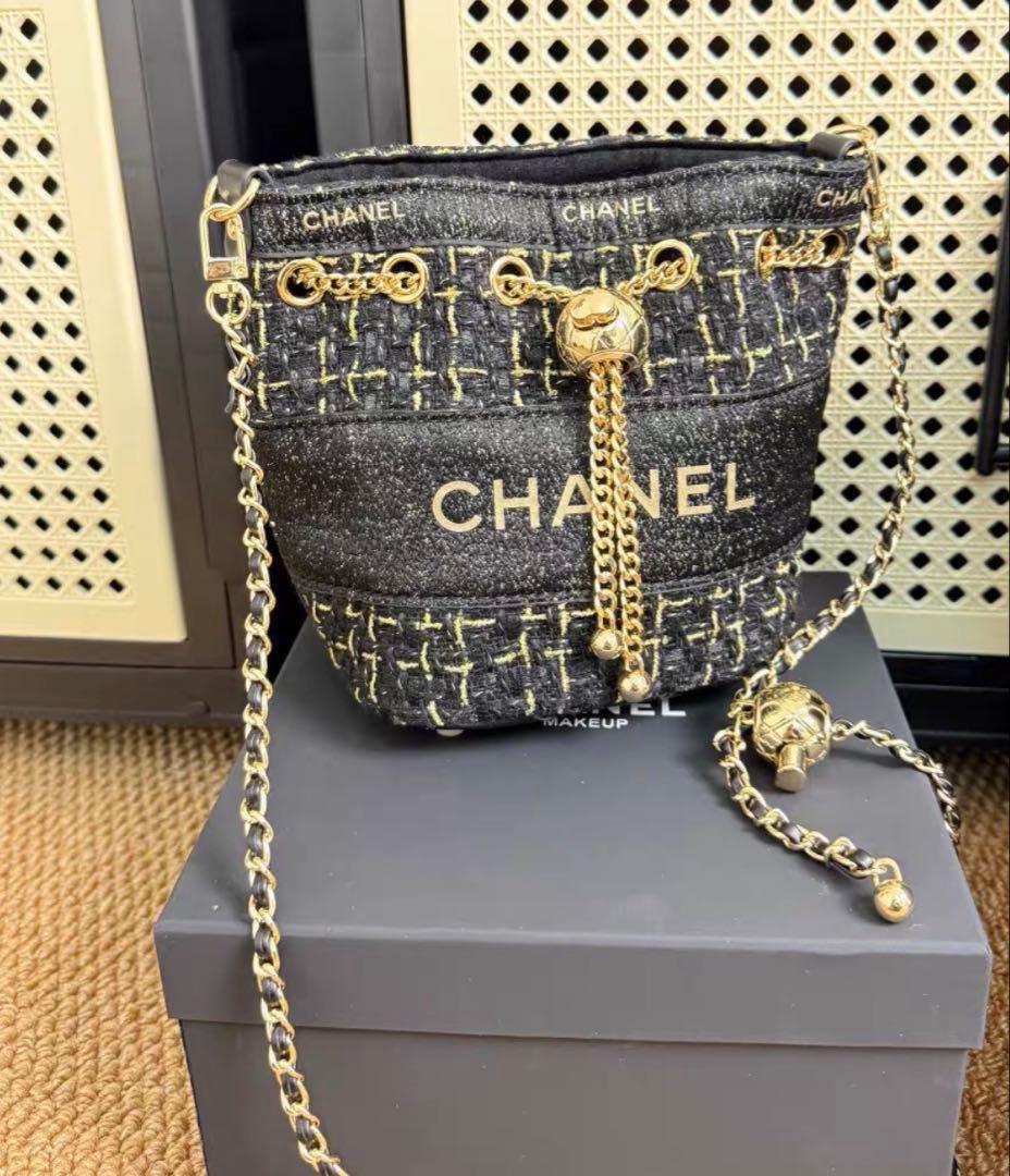希少　レア　非売品 CHANEL ノベルティ ブラック ツイード バケットバッグ