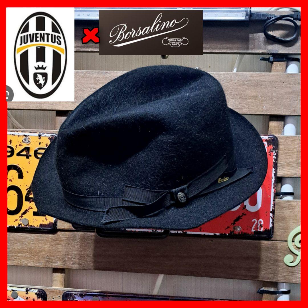 Borsalino×Juventus ラビットファー　中折れフェルトハット　62
