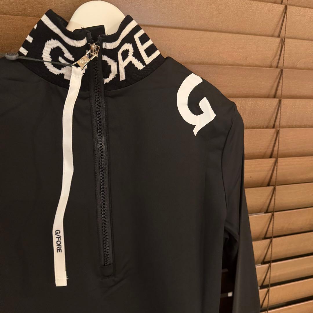 【S】G/FORE ジーフォア ゴルフ カットソー モックネック長袖Tシャツ 黒