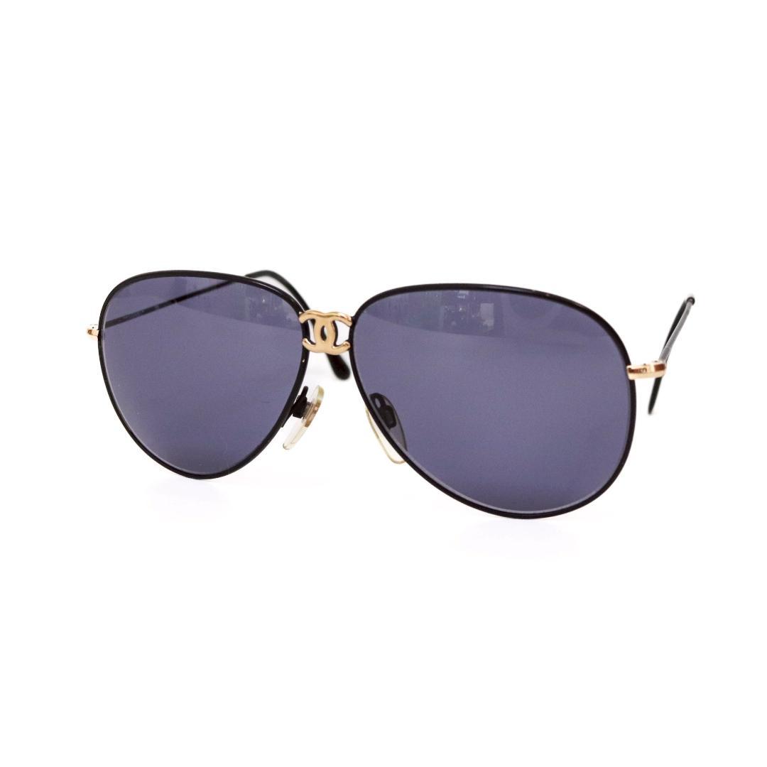 CHANEL ココマーク ブリッジサングラス 黒×金 d08