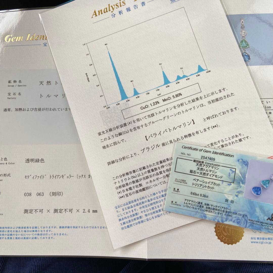 『専用です』天然パライバトルマリン サンタマリア 計1.01ct 中宝研ブラジル