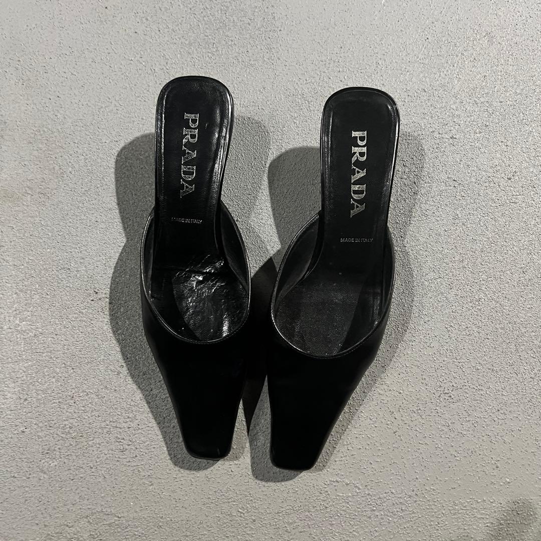 靴 Archive PRADA square toe leather mules