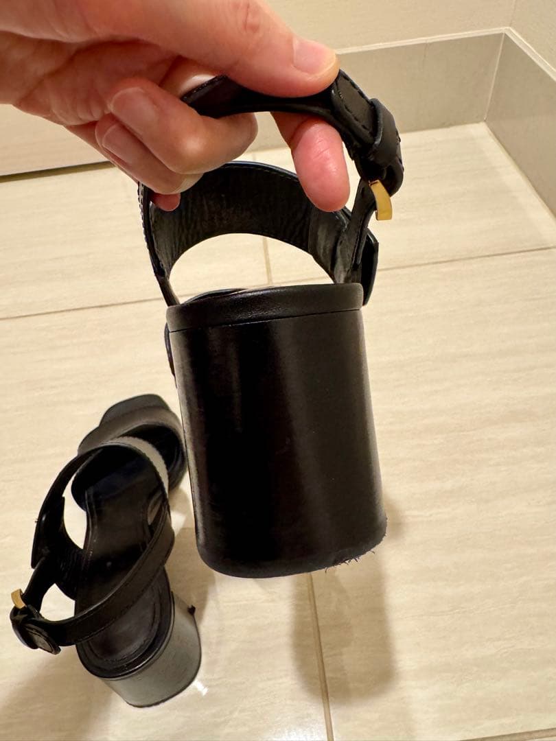 PRADA ブラック ヒールサンダル 37.5 / 24cm