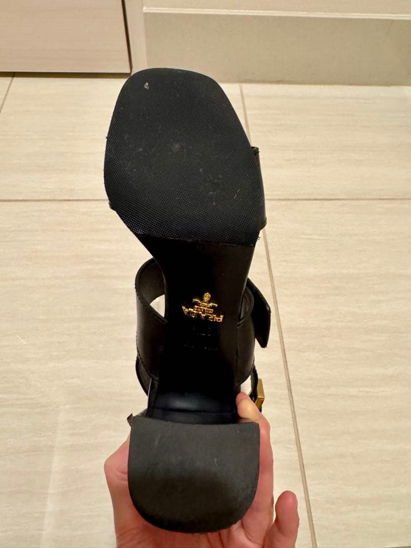 PRADA ブラック ヒールサンダル 37.5 / 24cm