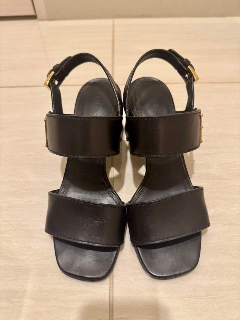PRADA ブラック ヒールサンダル 37.5 / 24cm