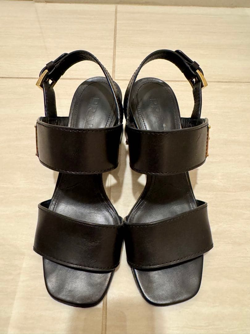 PRADA ブラック ヒールサンダル 37.5 / 24cm