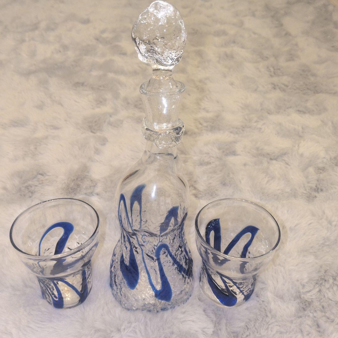 屋我平尋　デキャンタとグラスセット 透明 青
