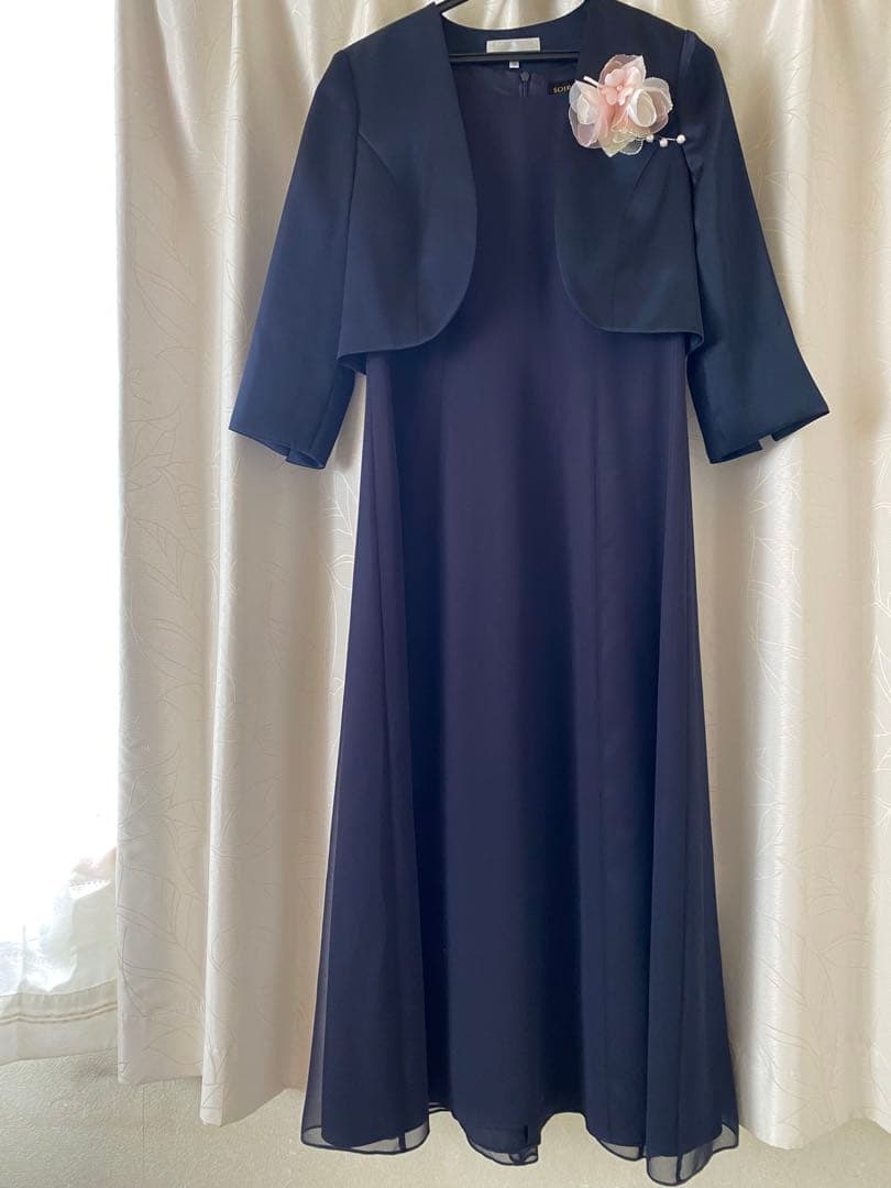 美品⭐️【3点セット】東京ソワール　ネイビードレス　結婚式　セレモニー　パーティ