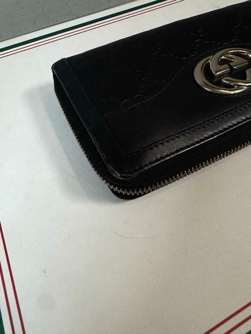 GUCCI グッチ インターロッキング ラウンドファスナー 長財布 グッチシマ