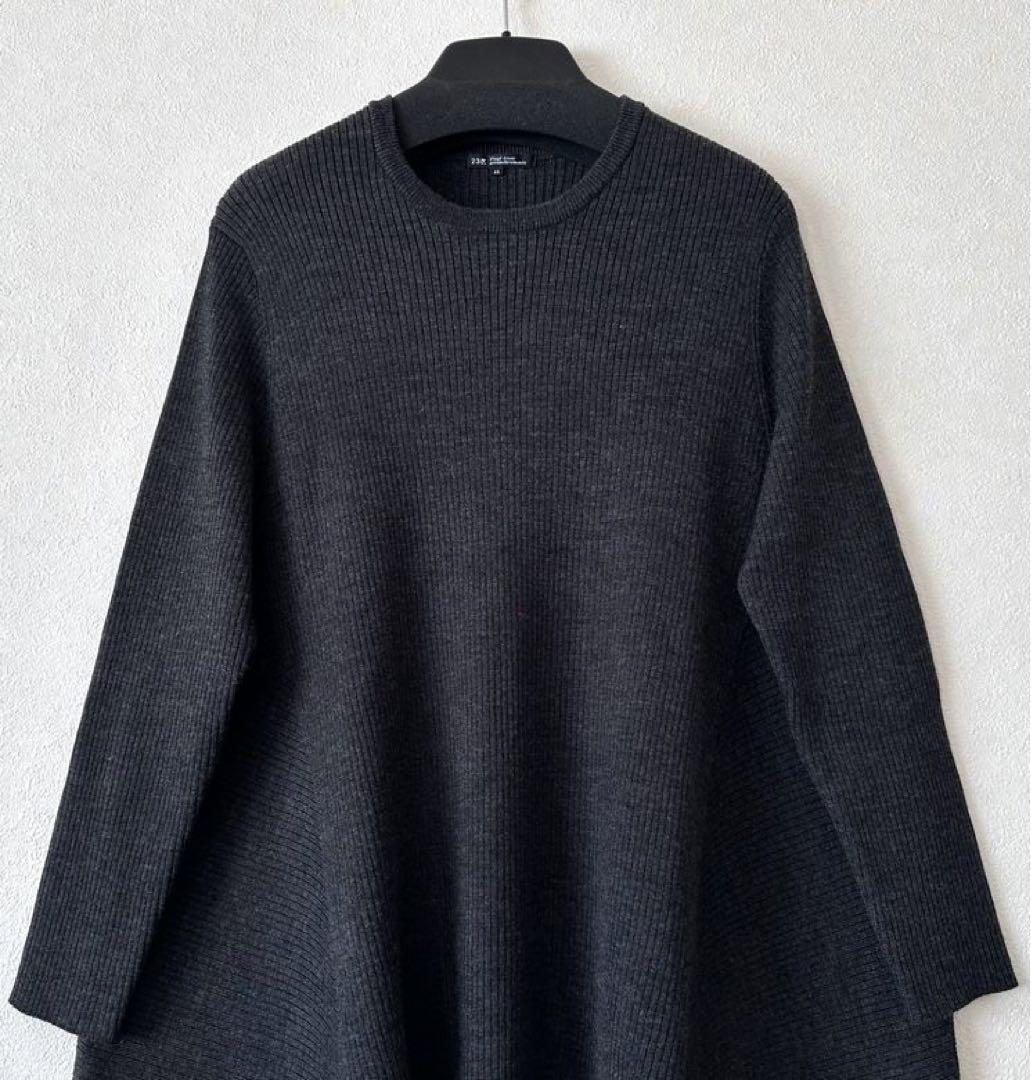 大きいサイズ46＊２３区 レア ヘムＡラインニット チュニック＊自由区組曲ICB