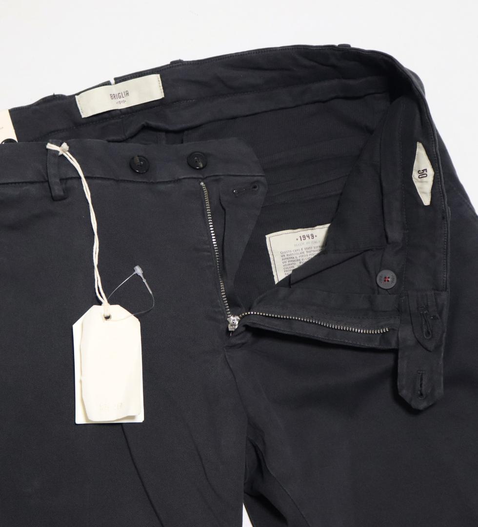 新品タグ付【ブリリア 1949】秋冬コットンストレッチ ノープリーツパンツ 46