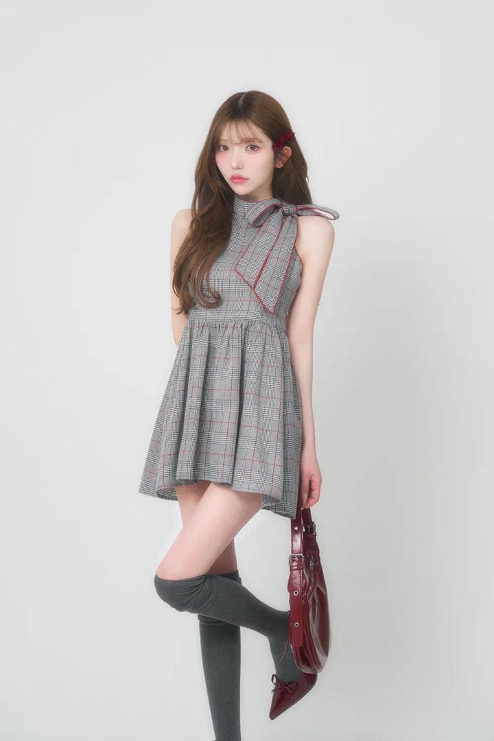 新品未使用品 BELEAR MIMI グレンチェックフレアミニ ワンピース