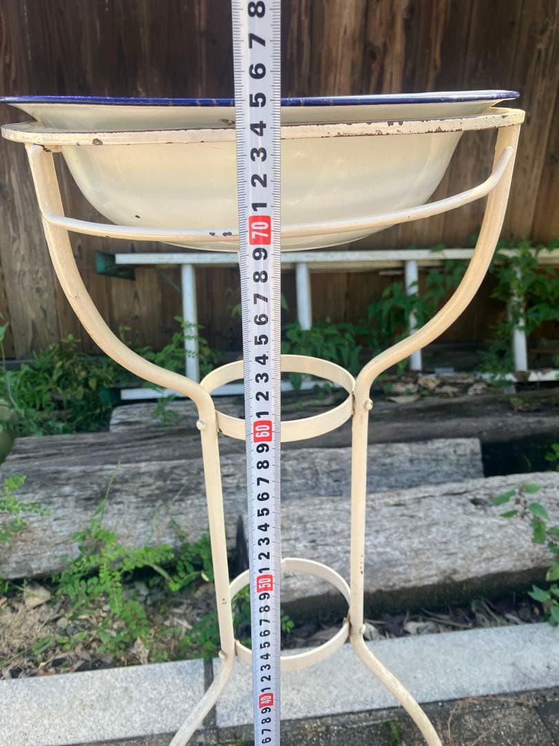 ホーロー洗面器スタンド　昭和レトロ