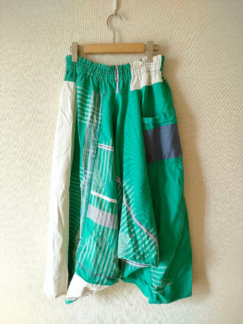 【古着】タマキニイメ タルンパンツ コットンチェック柄サルエルパンツ グリーン