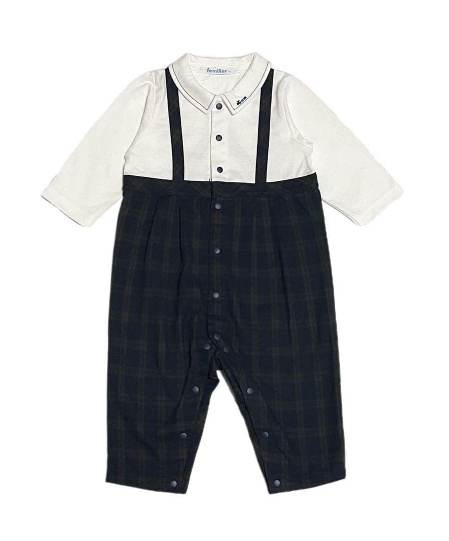 familiar/ファミリア チェック ロンパース カバーオール size70
