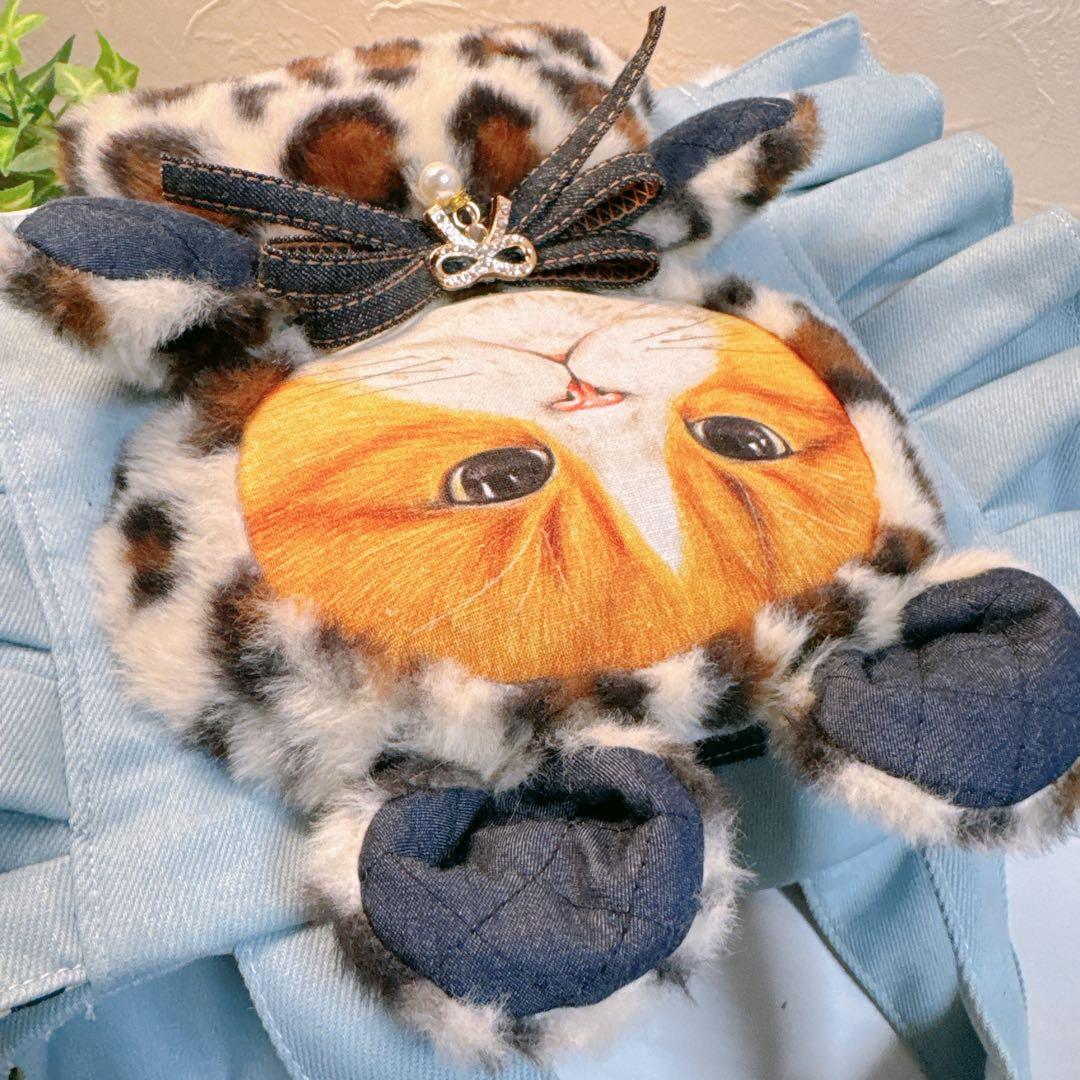 さ*ー様 コヤンイサムチョン♡bigハチワレにゃんこの着ぐるみデニムフリルトート