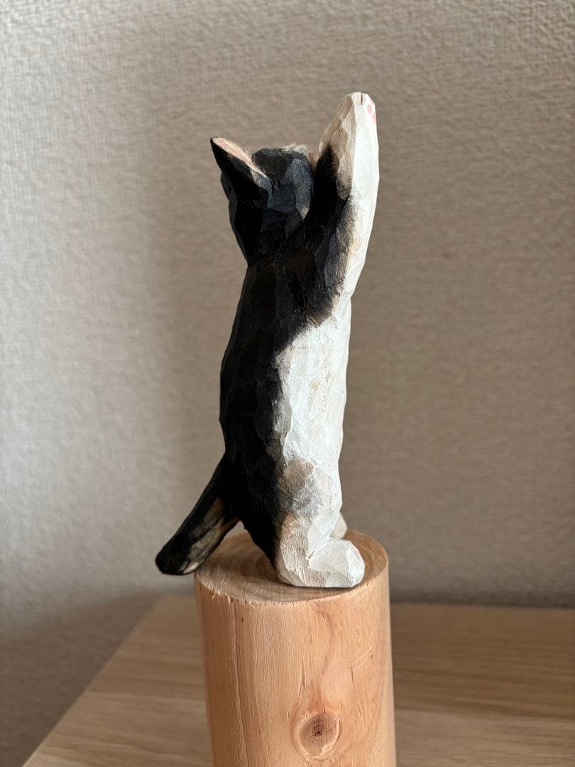 はまもとゆかり　木彫り猫/メモスタンド　ハチワレ