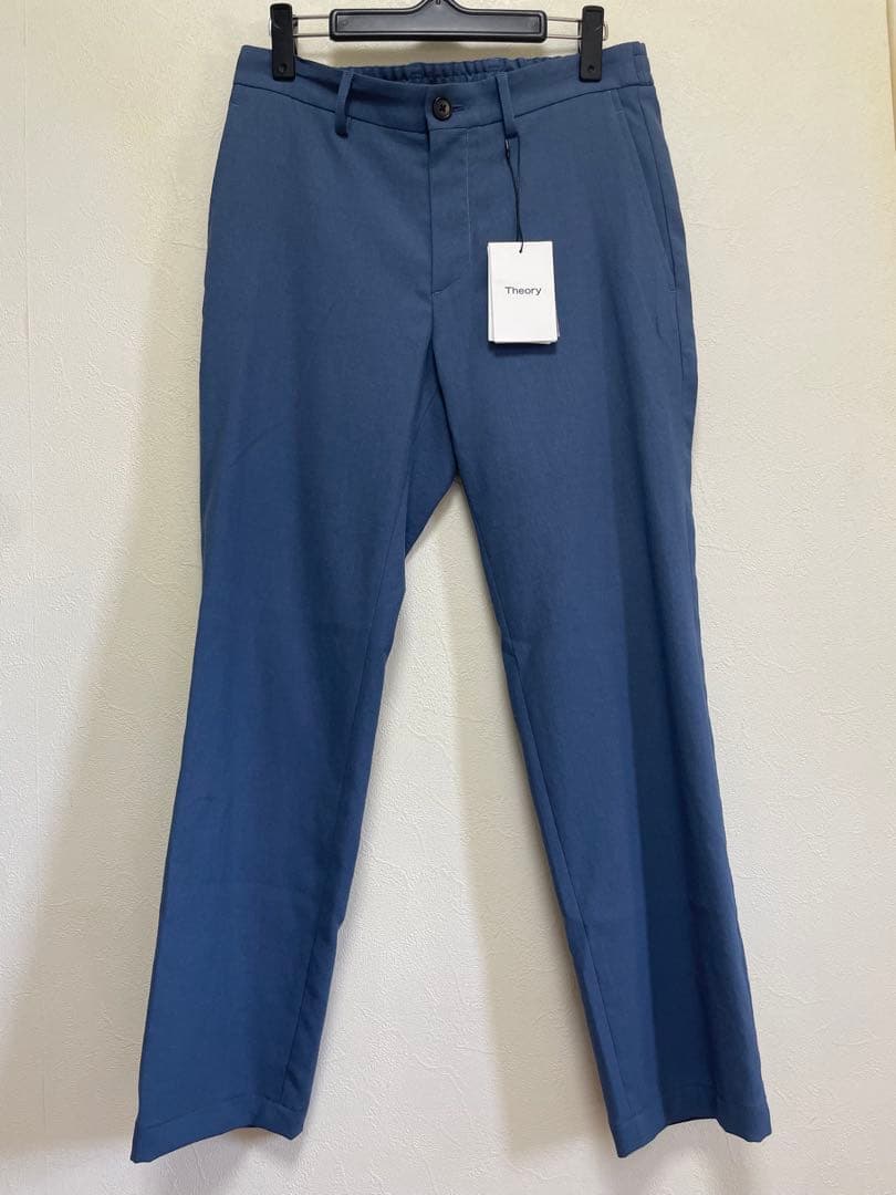 未使用タグ付き 2024春夏 Theoryパンツ麻混 ブルー　定価29,900円