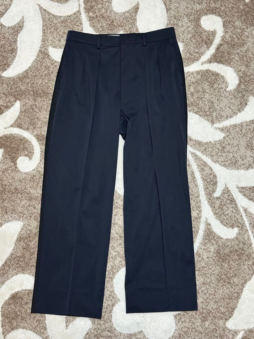 レインメイカー　ネイビースラックス プリーツ ストレートフィット　サイドライン