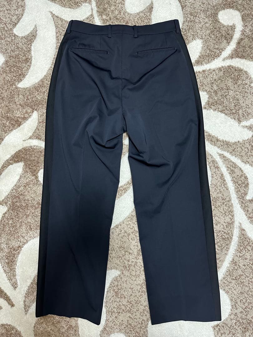 レインメイカー　ネイビースラックス プリーツ ストレートフィット　サイドライン