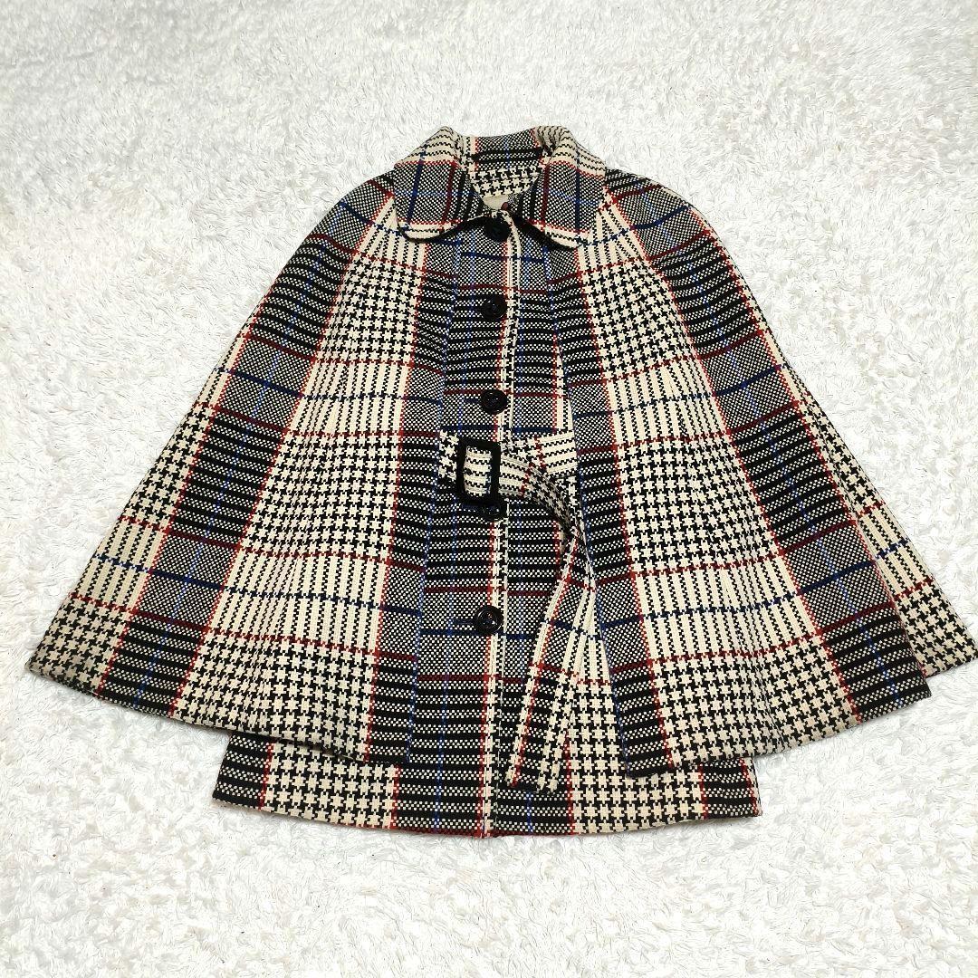 LoisCRAYON ロイスクレヨン ポンチョ ファー コート ケープ チェック