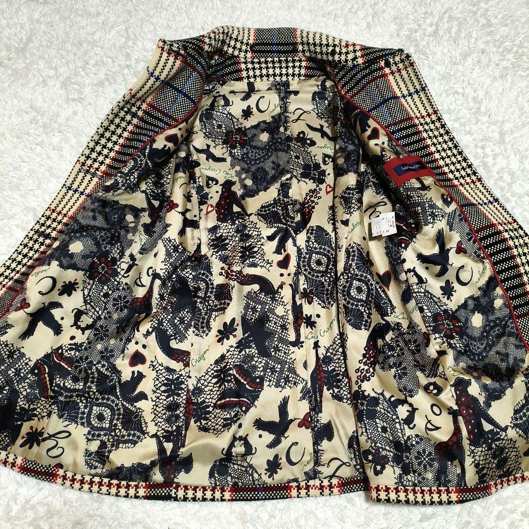 LoisCRAYON ロイスクレヨン ポンチョ ファー コート ケープ チェック