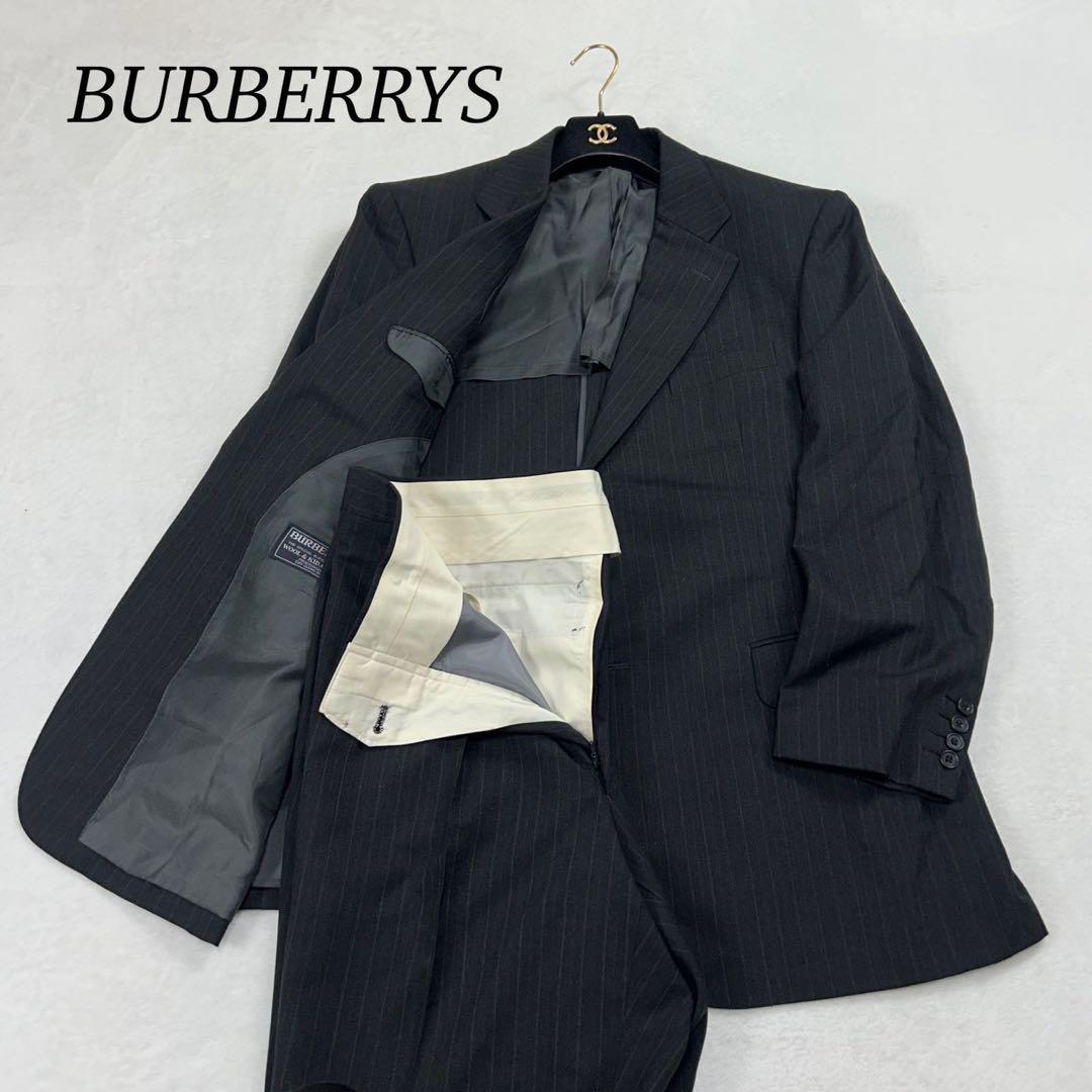 I278 美品 XL バーバリー スーツ上下 ダークグレー メンズ