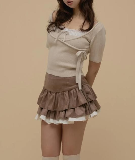スカート Mel gather skirt andmary brown m