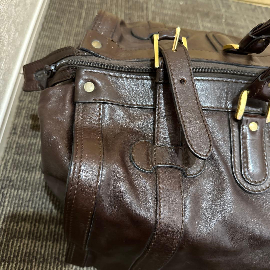 goldpfeil ダークブラウン レザー ボストンバッグ