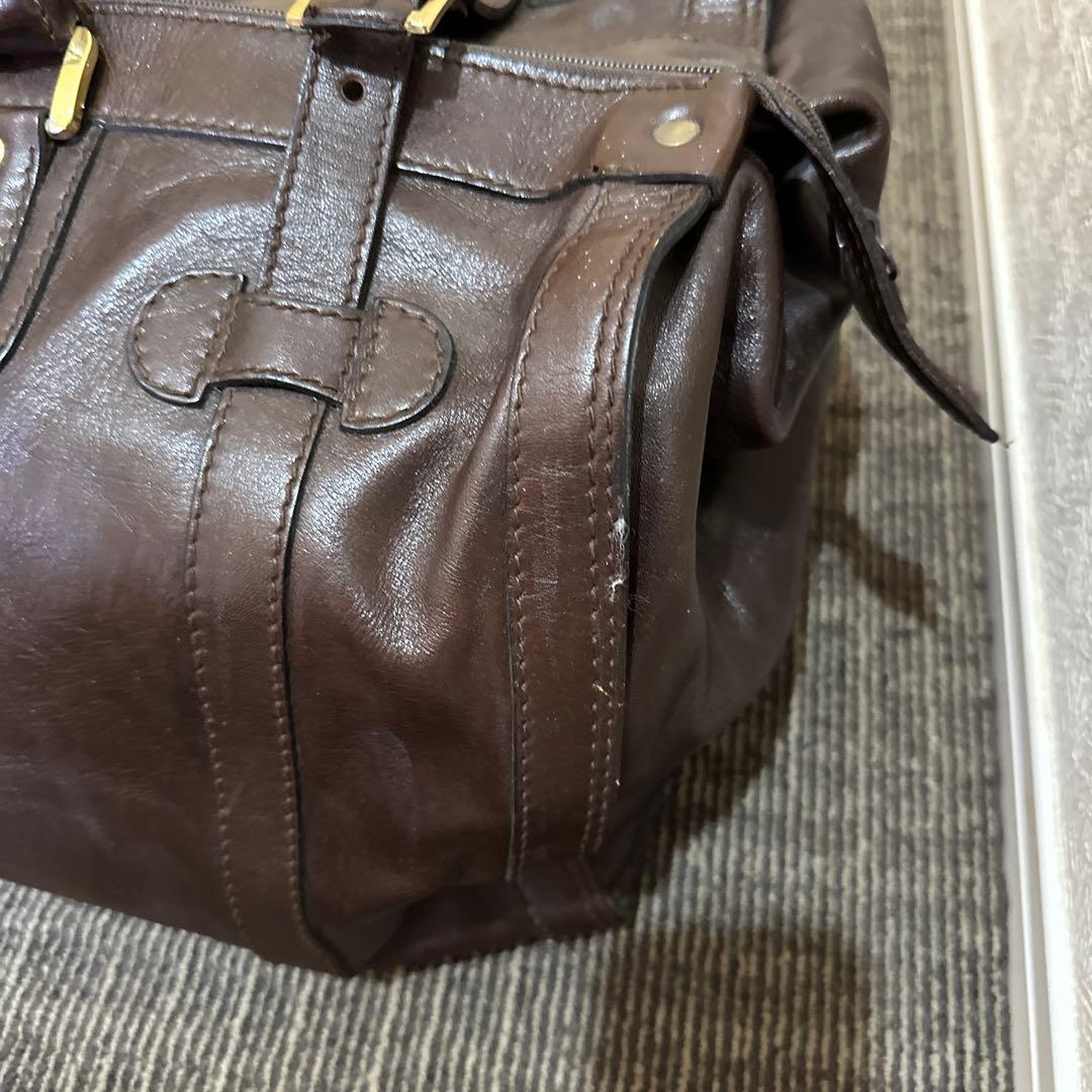 goldpfeil ダークブラウン レザー ボストンバッグ