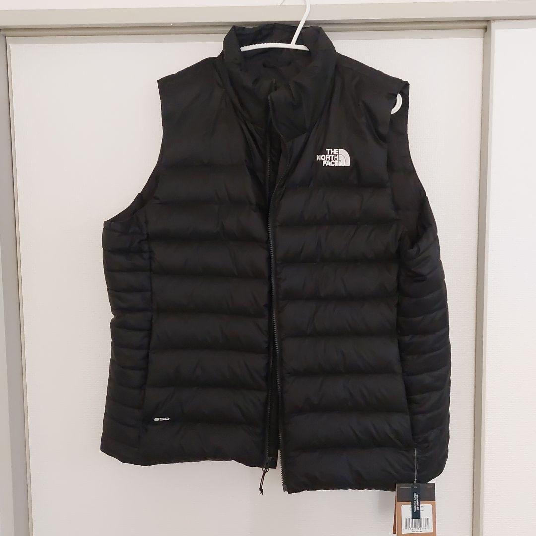 ノースフェイス ダウンベスト US限定 ロゴ刺繍(XXL)黒 190122