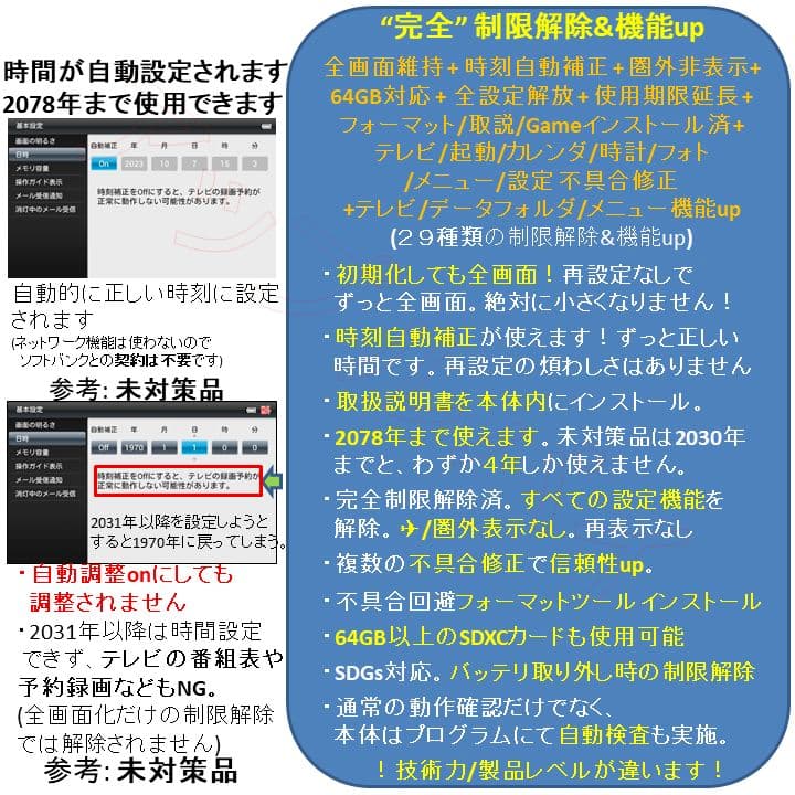未使用‼️ 防水ポータブルテレビ フルセグ ソフトバンク 202HW 全画面 白