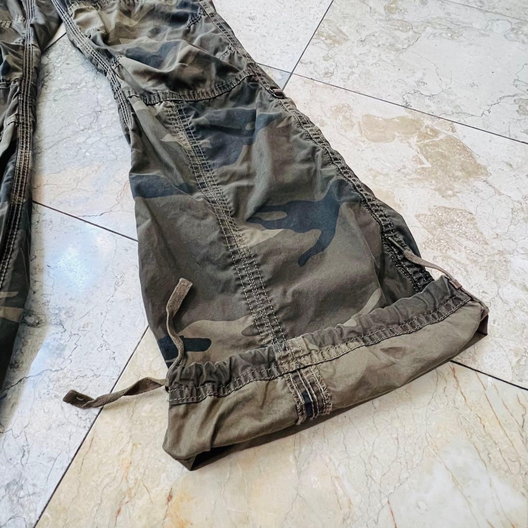 希少☆ゴア【goa】迷彩色 ウエストポーチ付きパラシュートカーゴパンツ　y2k