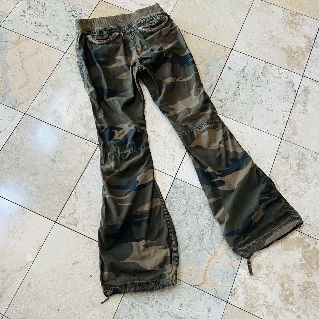 希少☆ゴア【goa】迷彩色 ウエストポーチ付きパラシュートカーゴパンツ　y2k