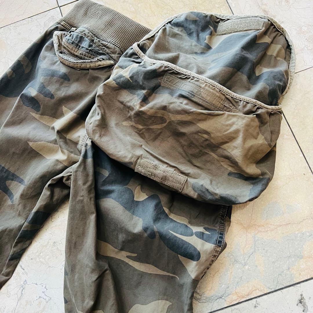 希少☆ゴア【goa】迷彩色 ウエストポーチ付きパラシュートカーゴパンツ　y2k