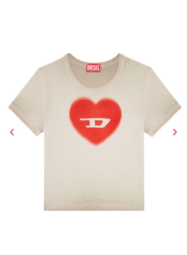 DIESEL ハートロゴ 半袖ミニTシャツ ベージュ