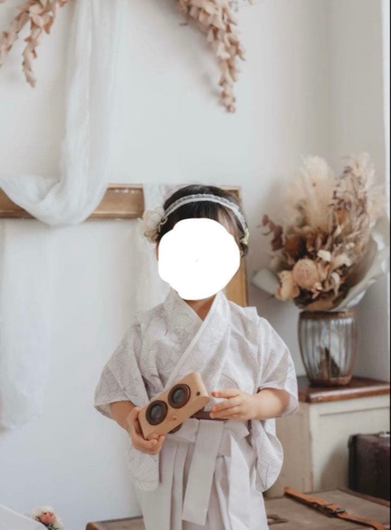 E*＊様 ベビー袴　女の子　tsukihana レン袴　ベビー着物　白　ホワイト