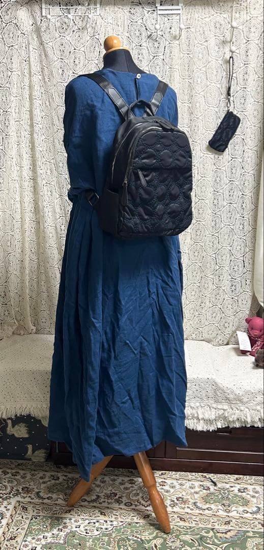 50830A ミナペルホネンハーフハンドメイドリュック　 ミニポーチ付き