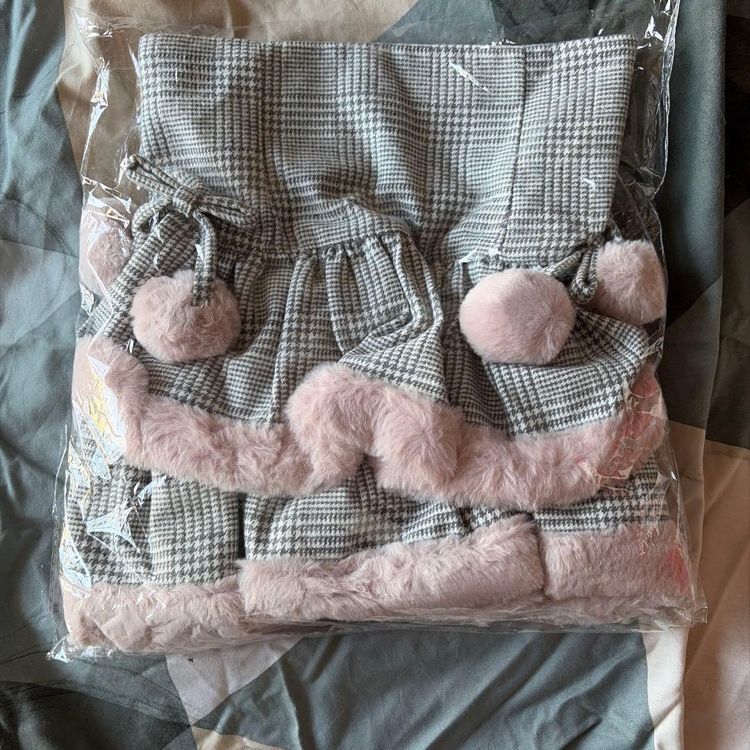 【新品】pium ファー付きティアードミニスカート グレーチェック