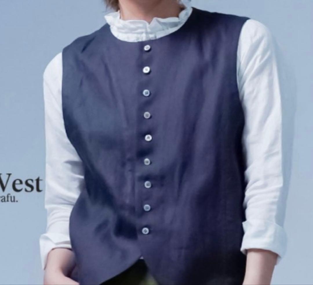 wafu.リネンベスト　ヨーロピアンヴィンテージ カラー／ シュードローン