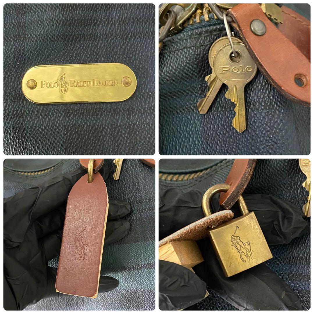 ヴィンテージ ポロラルフローレン チェック ボストンバッグ 2way 緑