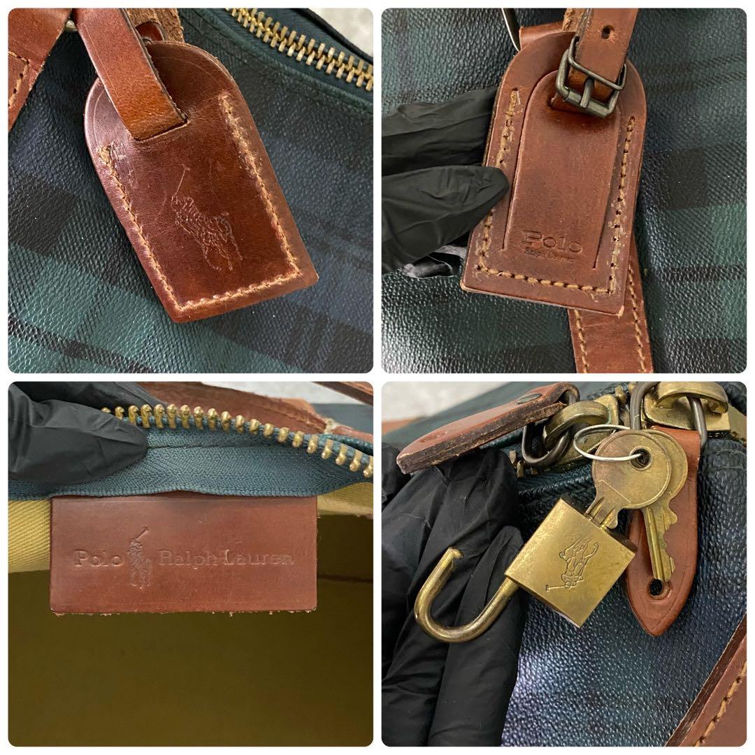 ヴィンテージ ポロラルフローレン チェック ボストンバッグ 2way 緑