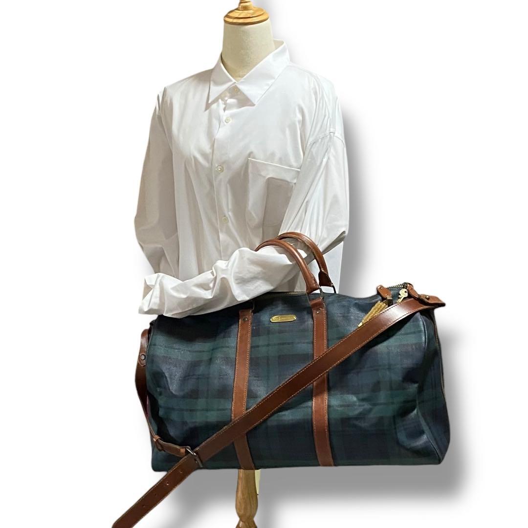 ヴィンテージ ポロラルフローレン チェック ボストンバッグ 2way 緑