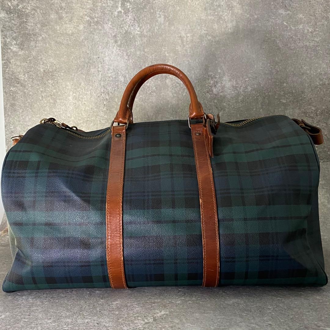 ヴィンテージ ポロラルフローレン チェック ボストンバッグ 2way 緑