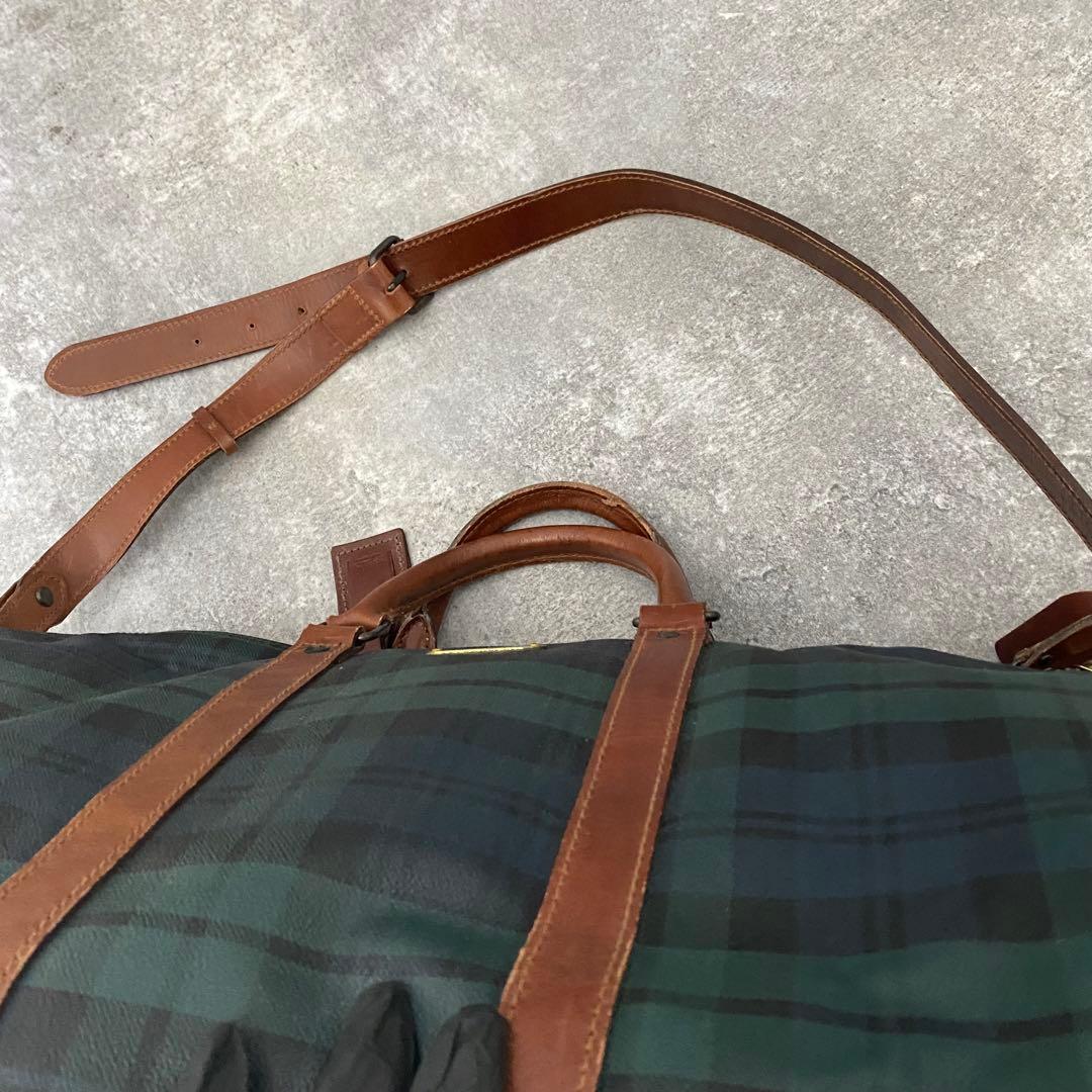 ヴィンテージ ポロラルフローレン チェック ボストンバッグ 2way 緑