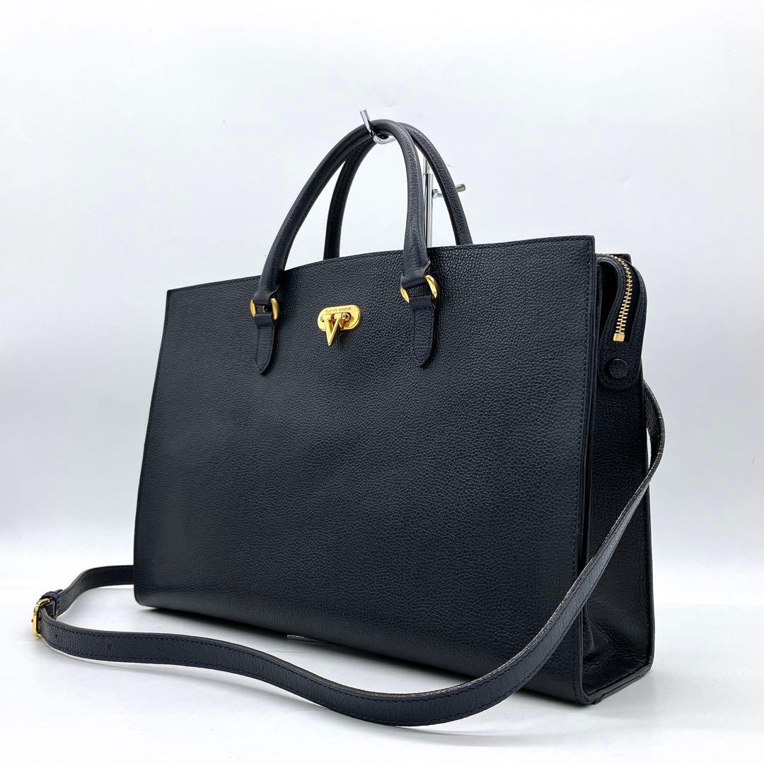 【VALENTINO GARAVANI】2wayバッグ　ゴールド金具　ネイビー