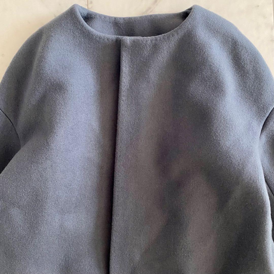 美品 ドゥロワー オーバーサイズ コクーンノーカラーコート ウールシルク