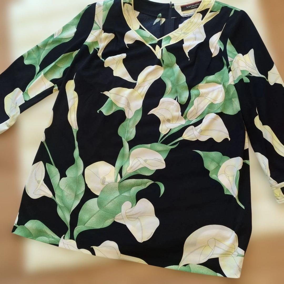 美品　人気カンカン　LEONARD フラワープリント 長袖チュニック