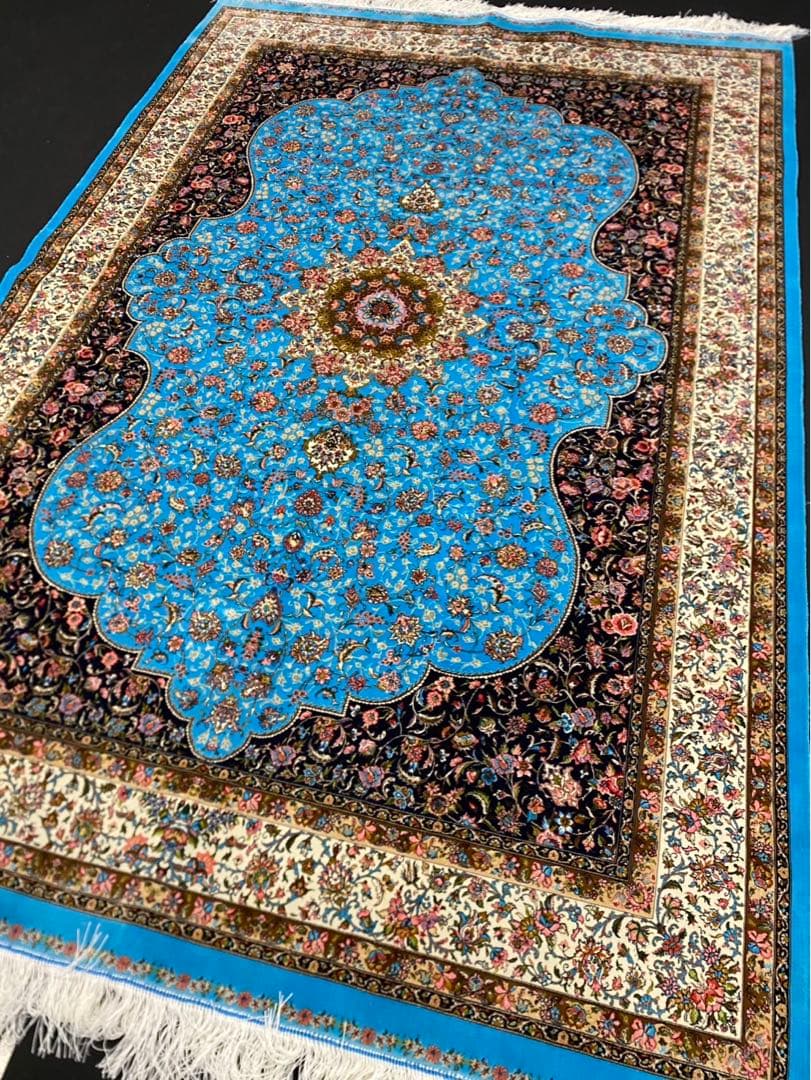 最高級希少作 ペルシャ絨毯 イラン クム産シルク100% 手編み　289万ノット