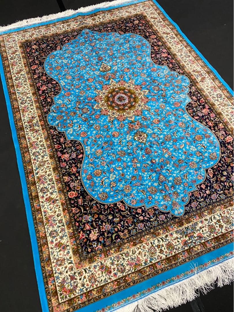 最高級希少作 ペルシャ絨毯 イラン クム産シルク100% 手編み　289万ノット